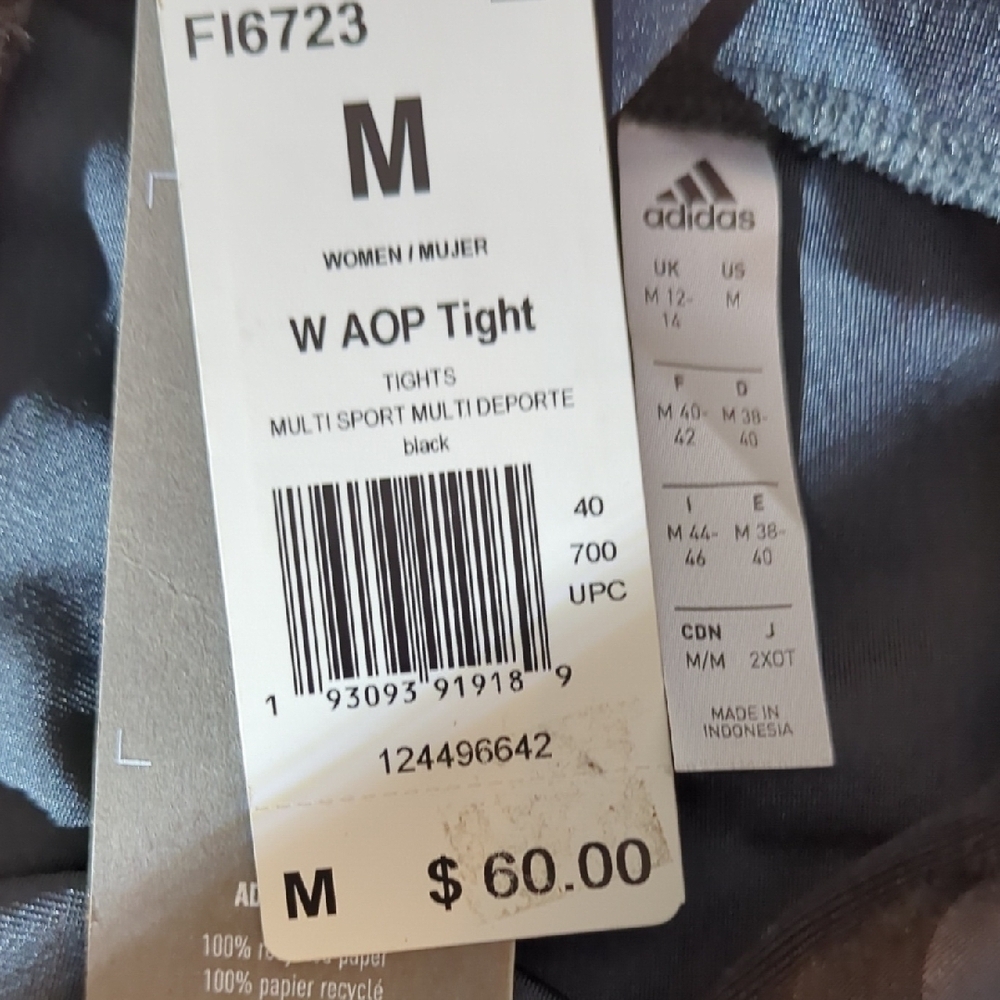 Black And Gray Striped Adidas Leggings NWT. Size Medium - Picture 4 of 7